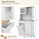 68 Inch Double Tilt Out Trash Cabinet with Hutch and Rubber Wood Countertop