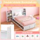 Twin/Full Kids Wooden Platform Bed with Trundle Storage Headboard