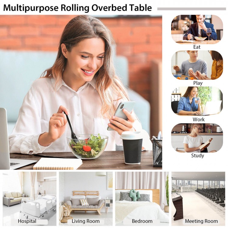 Height Adjustable Mobile Standing Desk with Lockable Wheels