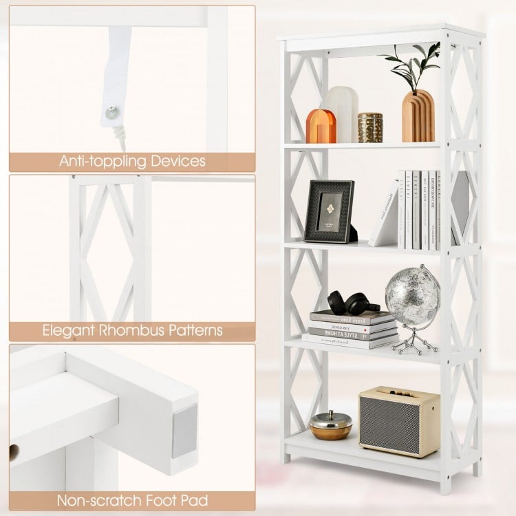 5-Tier Modern Freestanding Bookcase with Open Shelves