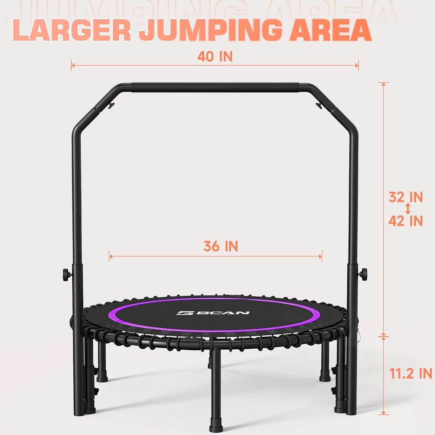BCAN 450/550 LBS Foldable Mini Trampoline, 40