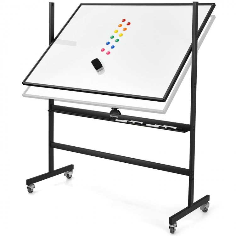 48 x 36 Inches Rolling Double-Sided Whiteboard with Magnetic Surface