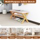 Upholstered Entryway Bench Rubber Wood Bench with Thick Padded Seat