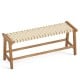 47 Inches Long Teak Wood Patio Bench with Weave Seat and Solid Wood Legs
