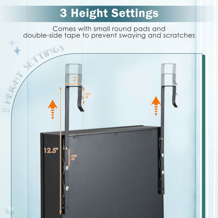 Wall Door Mounted Jewelry Armoire with Frameless LED Mirror