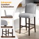 Set of 2 Bar Height Dining Side Barstools with Thick Cushion