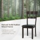 Set of 2 Dining Chairs With Rubber Wood Frame and Upholstered Faux Leather Seat