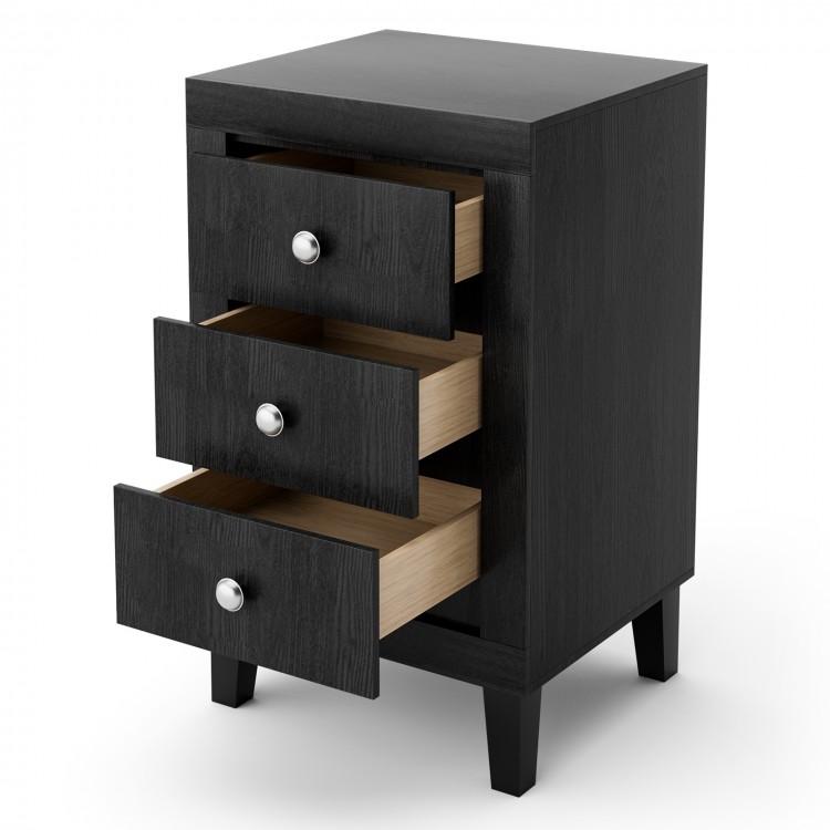Modern Nightstand with 3 Drawers for Bedroom Living Room