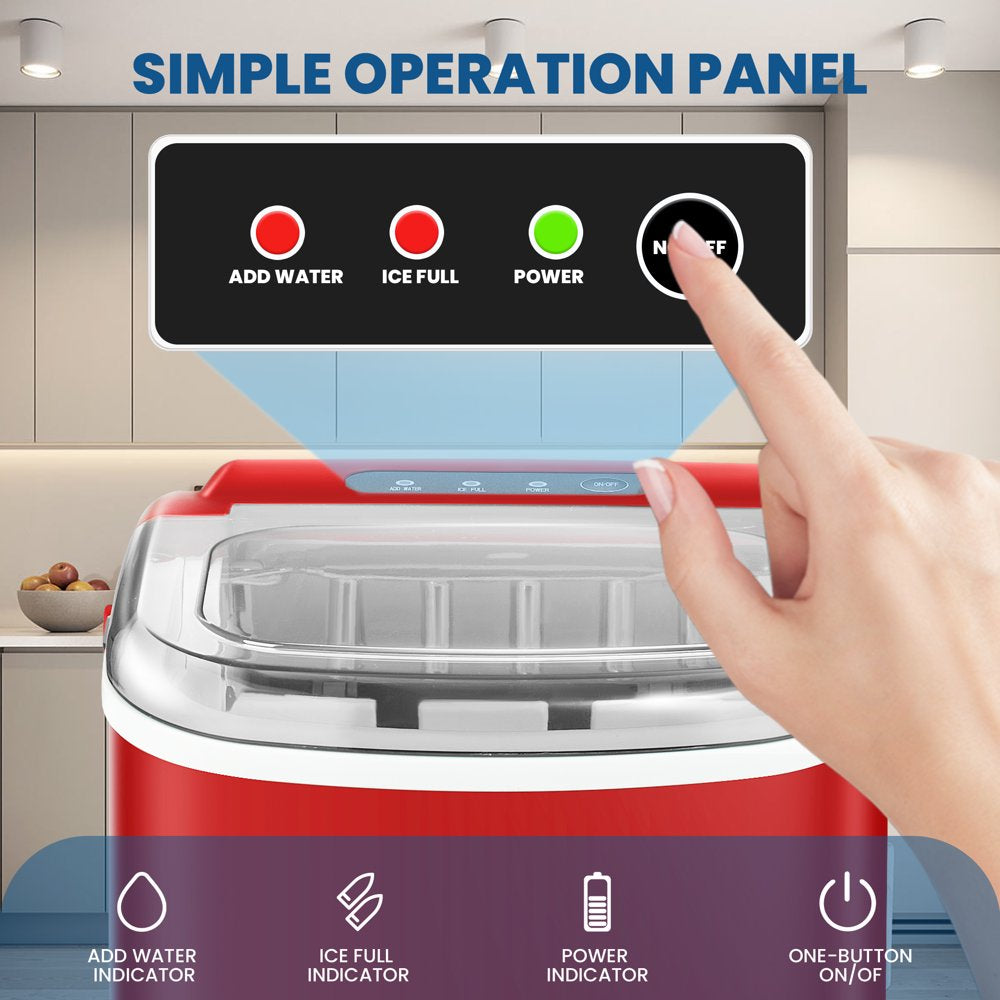 KISSAIR Portable Countertop Ice Maker, 26lbs/24H, Fast 9 Cubes in 6 Mins, Self-Cleaning, Compact & Quiet