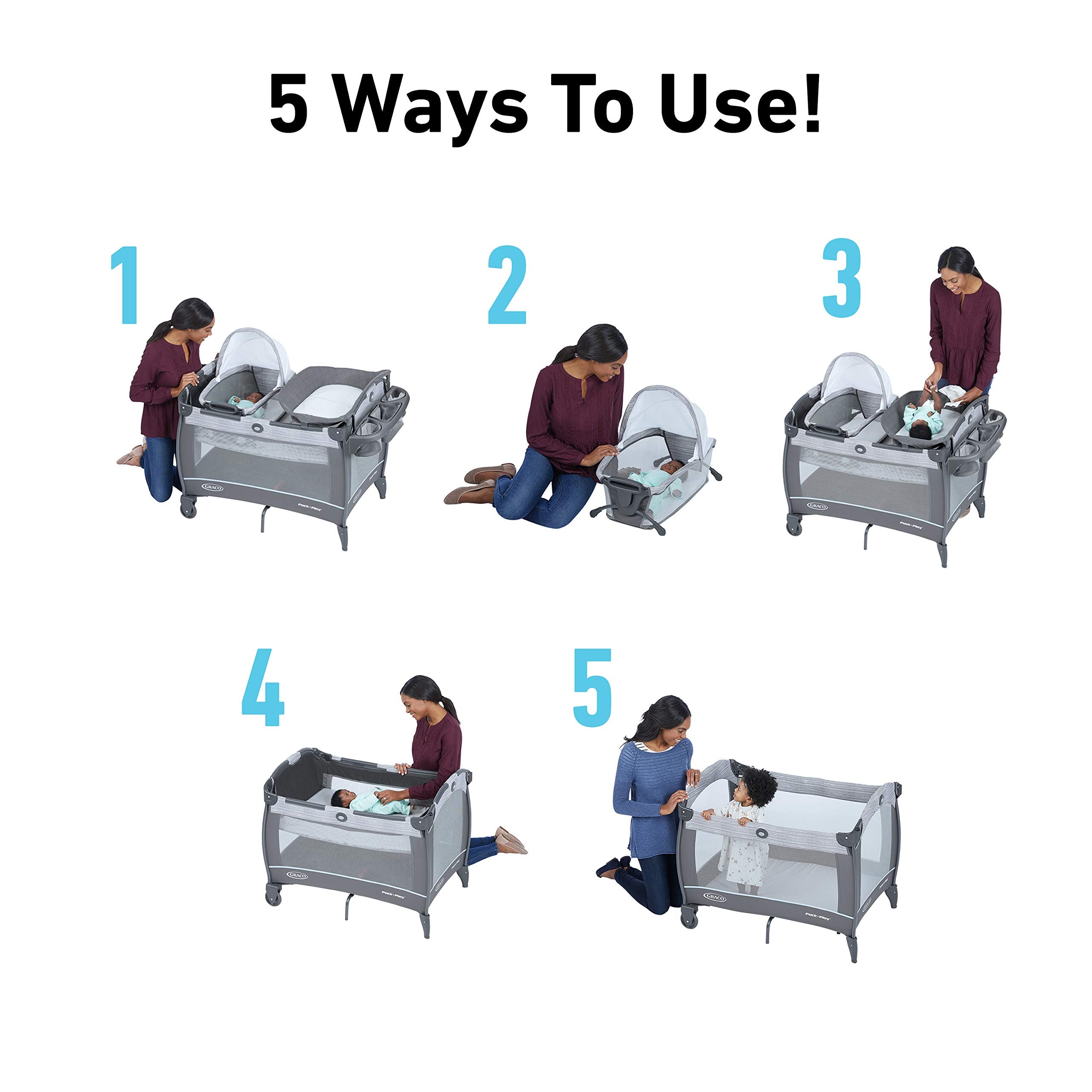 Graco Close2Baby Portable Bassinet & Playard with Diaper Changer and Storage Organizer