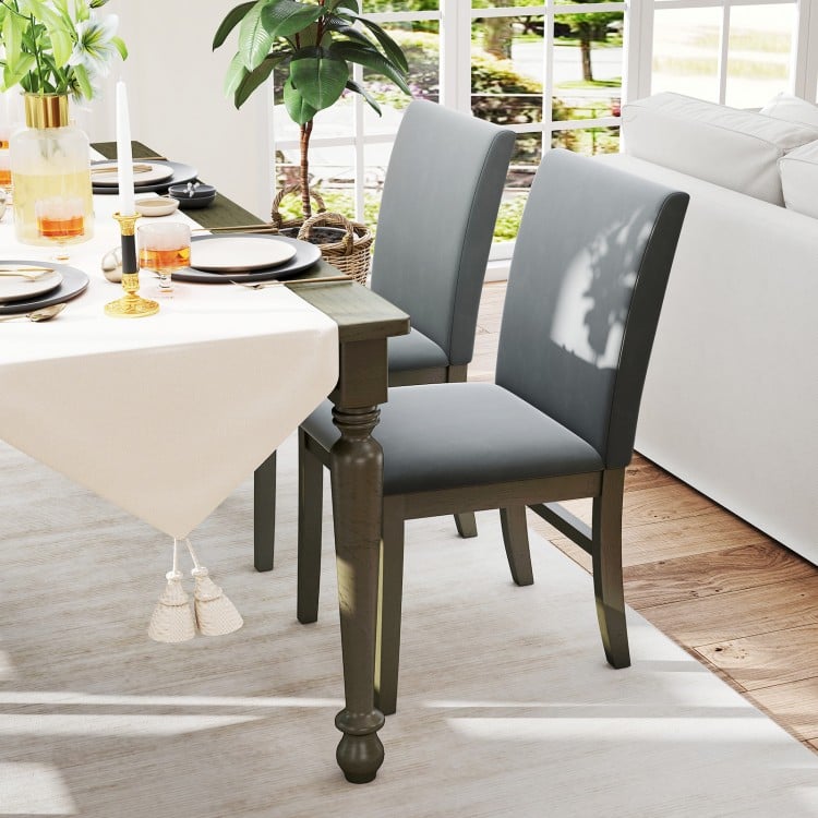 Upholstered Dining Chairs Set of 2 with Rubber Wood Legs and High Back