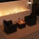 3 Pieces Outdoor Patio PE Rattan Furniture Set with Cushions and Acacia Wood Coffee Table