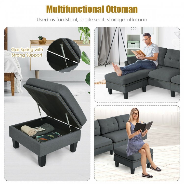 Reversible Sectional Sofa Couch L-Shaped Sofa Couch with Ottoman