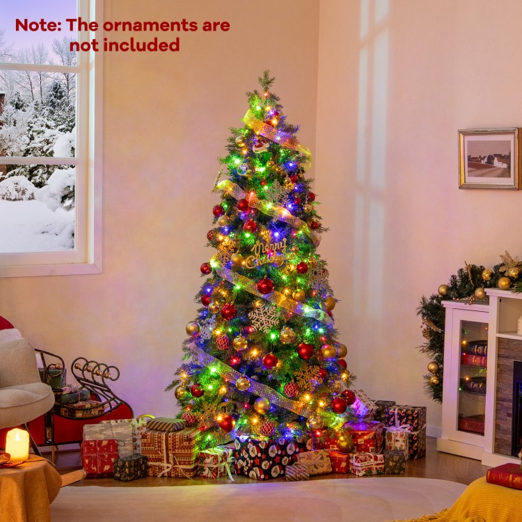 6/7.5 Feet Pre-Lit Artificial Christmas Tree with 11 Modes and Metal Stand