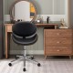 Adjustable Leather Office Chair Swivel Bentwood Desk Chair with Curved Seat