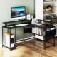 L-Shaped Gaming Desk with LED Lights and Power Outlets Home Office Computer Desk