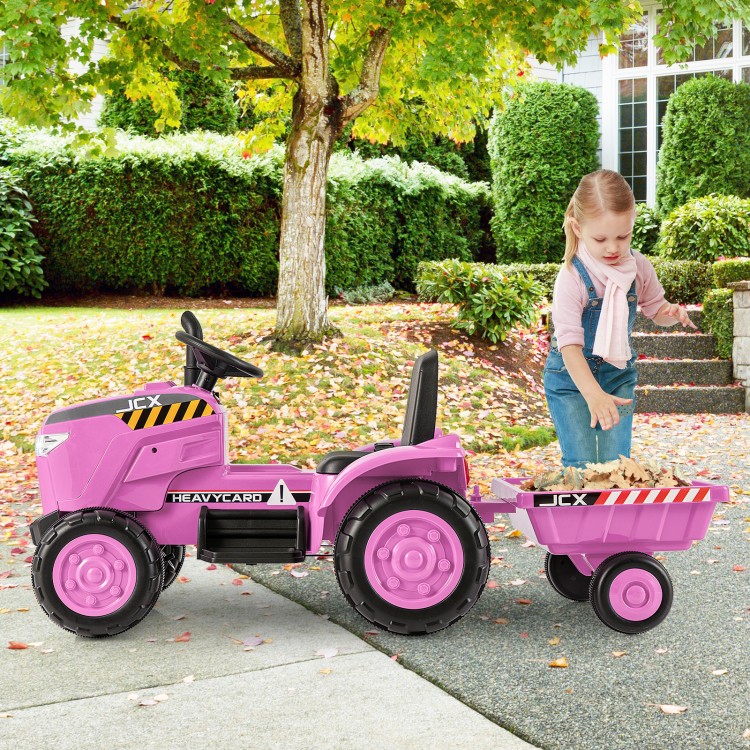 12V Kids Ride On Tractor with Trailer and Remote Control