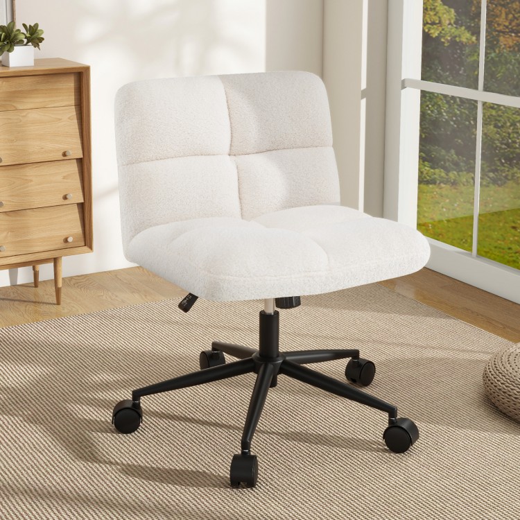 Cross Legged Chair with Wheels with Padded Seat Adjustable Height for Bedroom Study