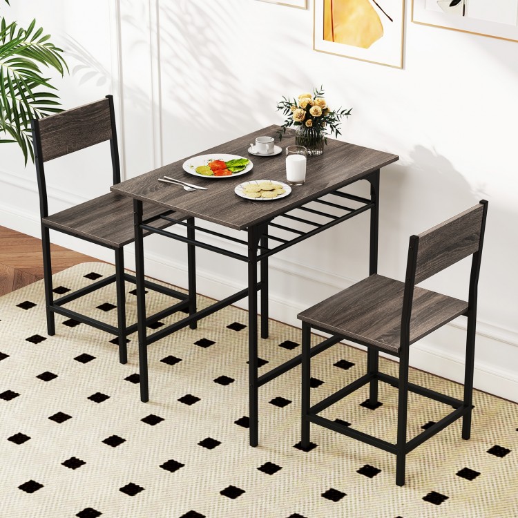 Dining Table Set with Metal Frame and Storage Rack
