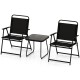 3 Pieces Patio Folding Conversation Chairs and Coffee Table