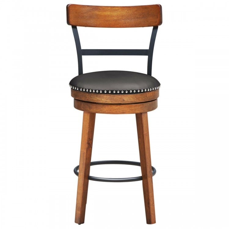 25.5 Inch/30.5 Inch 360-Degree Bar Swivel Stools with Leather Padded