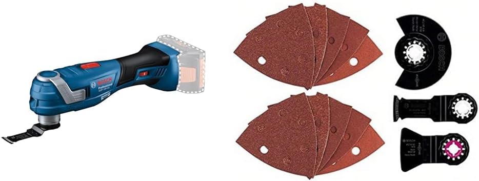 Bosch Professional 18V system batteri multi-Cutter GOP 18V-34 (vibrationskontrol, inkl. flere savklinger, 1x slibeplade, 5x slibemiddel, 5x tilbehør, L-BOXX, uden batteri/oplader)