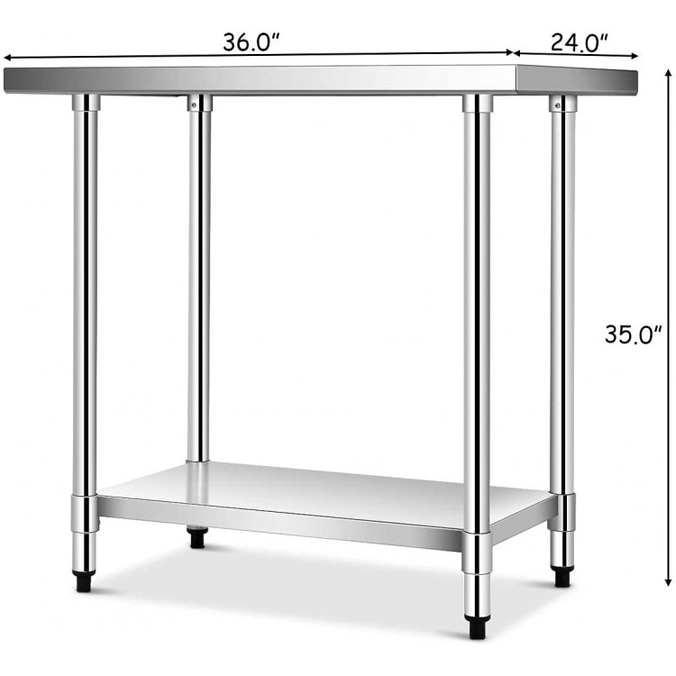 24 x 36 Inch Stainless Steel Commercial Kitchen Food Prep Table