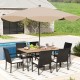 7 Pieces Patio Dining Set with Acacia Wood Dining Table for Porch Backyard Garden Poolside
