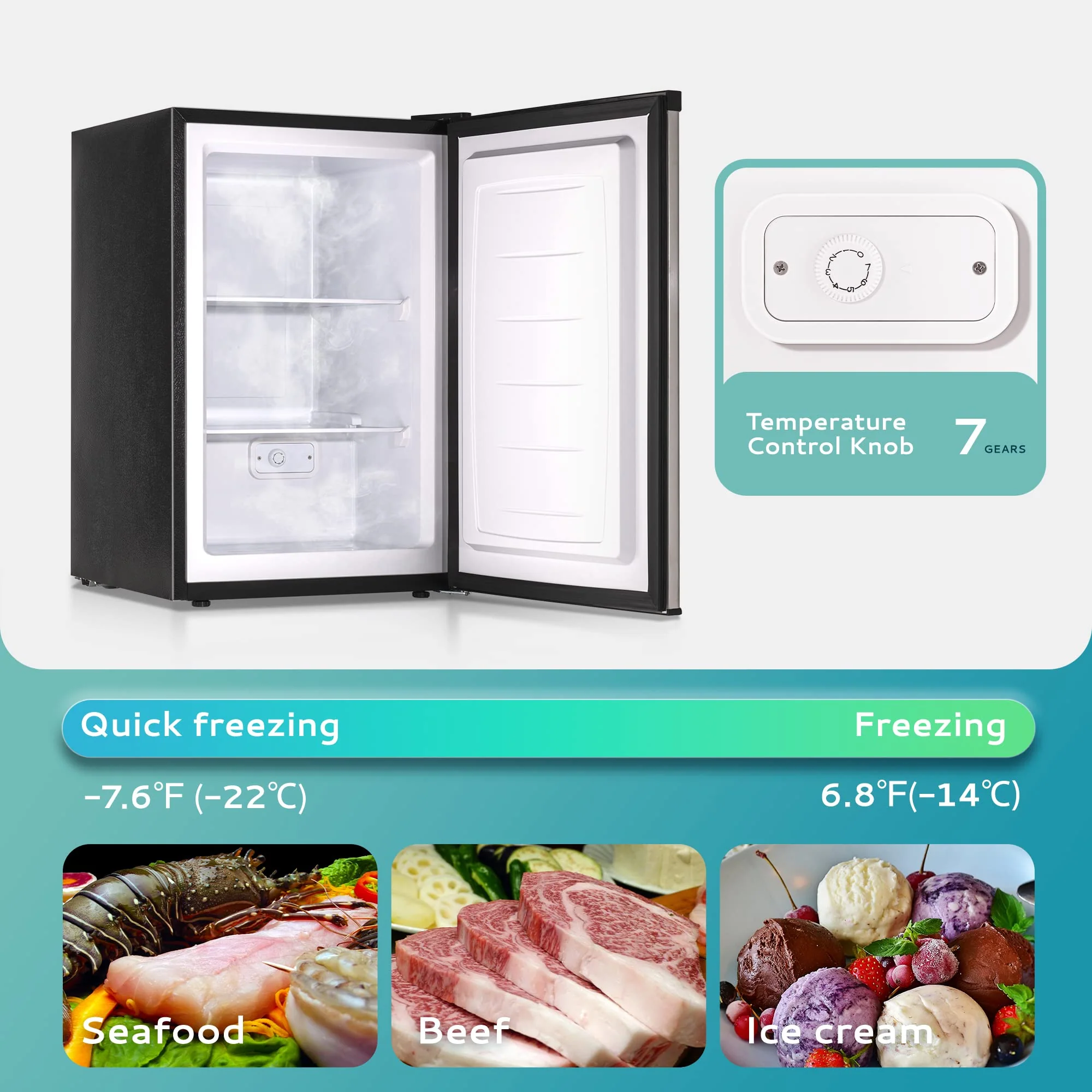 EUHOMY 3.0 Cubic Feet Single Door Compact Mini Upright Freezer