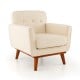 Modern Accent Chair Upholstered Linen Fabric Armchair with Removable Padded Seat Cushion