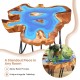 21 Inch Outdoor Epoxy Resin Teak Wood End Table with Irregular Tabletop