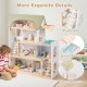 Wooden Dollhouse Kids DIY Pretend Playhouse with 33 PCS Furniture Accessories
