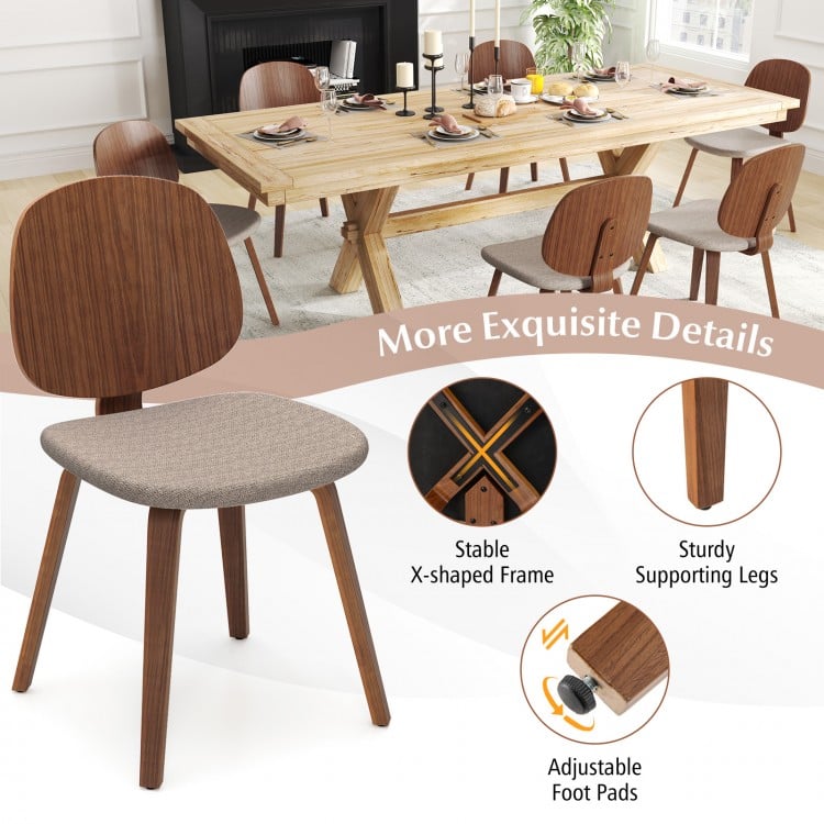 Wooden Dining Chair Set of 2 with Bentwood Frame and Padded Seat