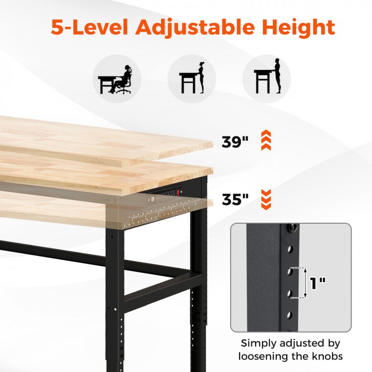 48 Inch Adjustable Work Bench with Power Outlets