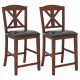 24 Inch Upholstered Dining Chair with Hollowed High Backrest Set of 2
