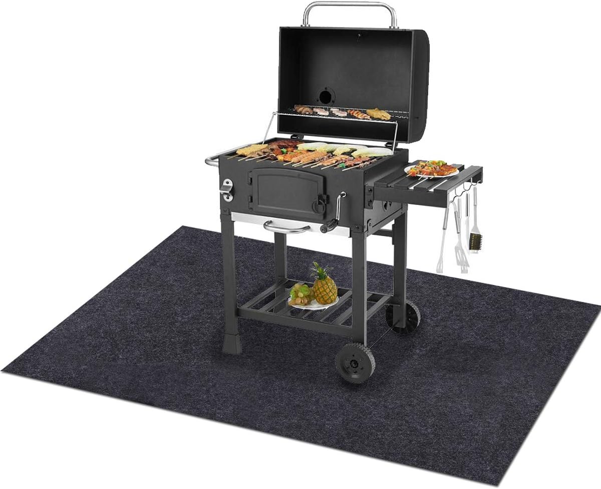Meitola Gas Grill Mat 48×72 Inch – Durable, Absorbent, Non-Slip BBQ Pad for Decks & Patios