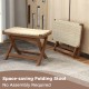Folding Natural Rattan Ottoman with Hand-woven Seat