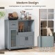 Rolling Kitchen Island with Wheels Drawer and Glass Door Cabinet