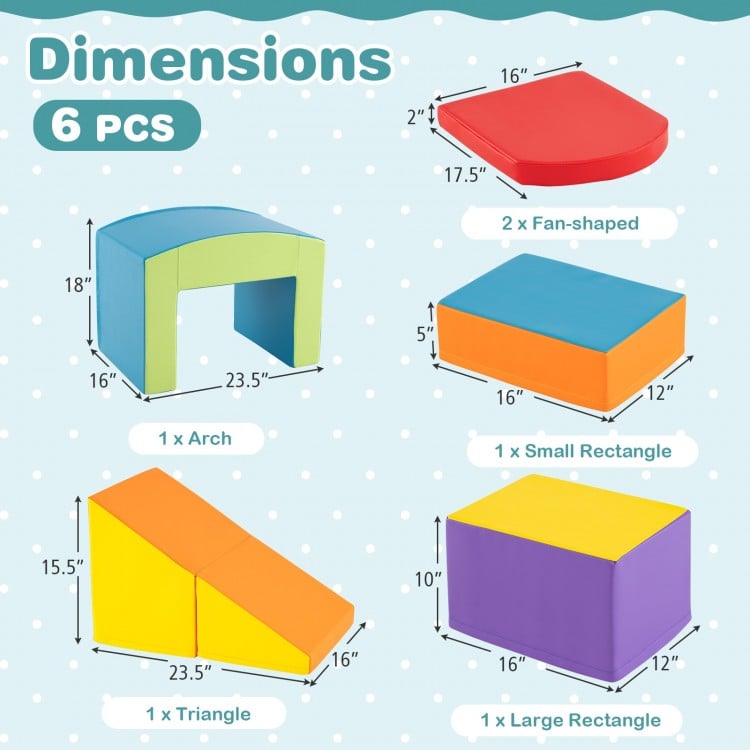 6 Pieces Foam Climbing Blocks Soft Play Climbing for Toddlers with Tunnel