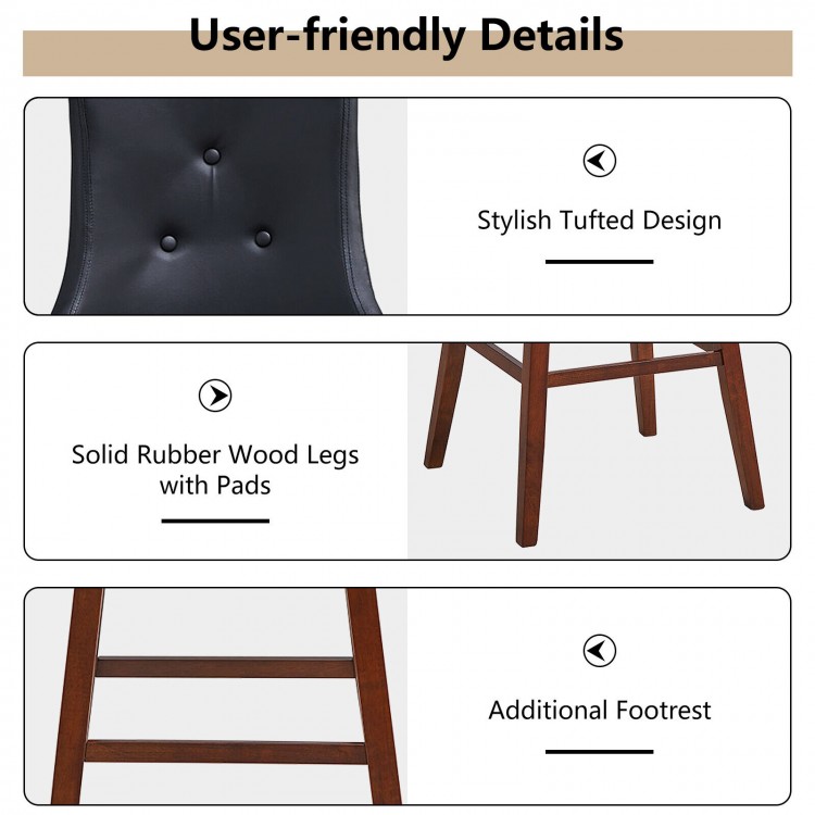 2 Pieces 29 Inch Pub Height Swivel Upholstered Bar Stools with Wood Legs