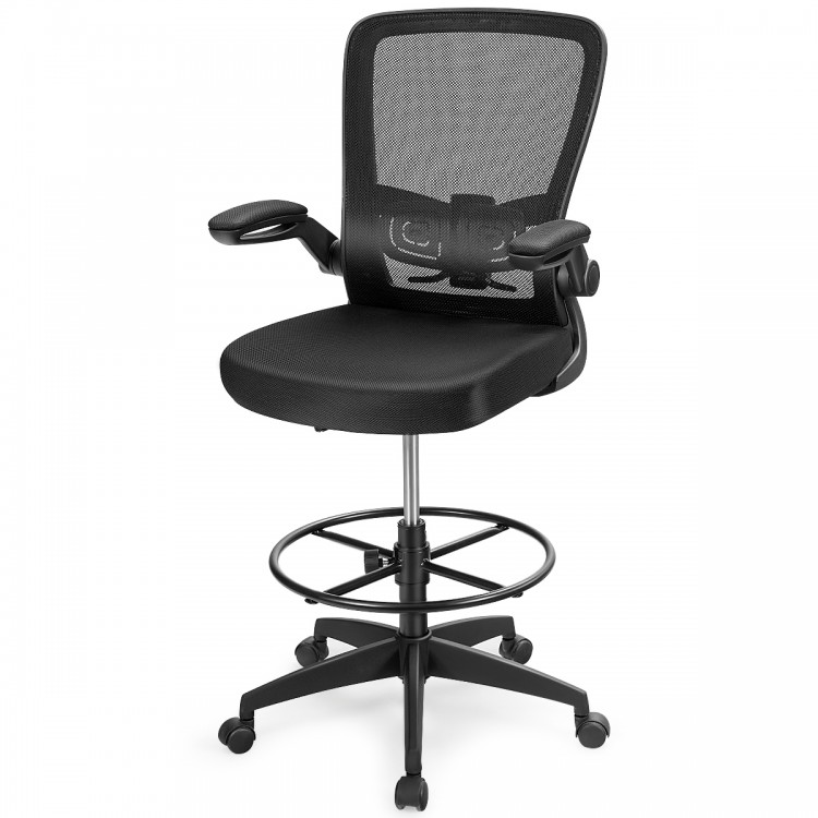 Height Adjustable Drafting Chair with Flip Up Arms for Home Office