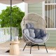 Wicker Oversized Egg Style Chair with Cushions and Headrest