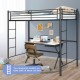 Twin Loft Bed Frame with 2 Ladders Full-length Guardrail