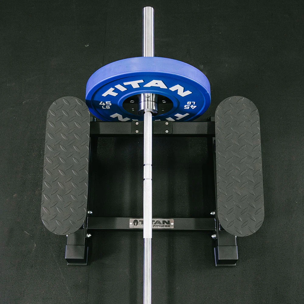 Titan Fitness T Bar Rowing Platform, Elevated/Angled Design for Rows at a Deficit, T Bar Row Platform with Diamond-Plated Footplates, T Bar Platform with Protective UHMW strip, Non-Slip Rubber Feet
