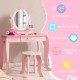 Kid Vanity Table Stool Set with Oval Rotatable Mirror