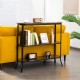 3-Tier Industrial Console Table with Open Storage Shelves and Steel Frame