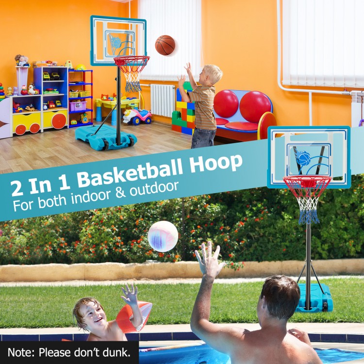 3.8-4.4 Feet Height Adjustable Pool Basketball Hoop for Kids Teens and Adults