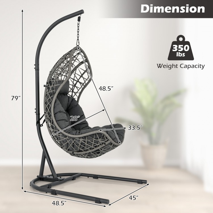 Egg Chair with Stand PE Rattan Swing Hammock Chair with Pillow and Cushion