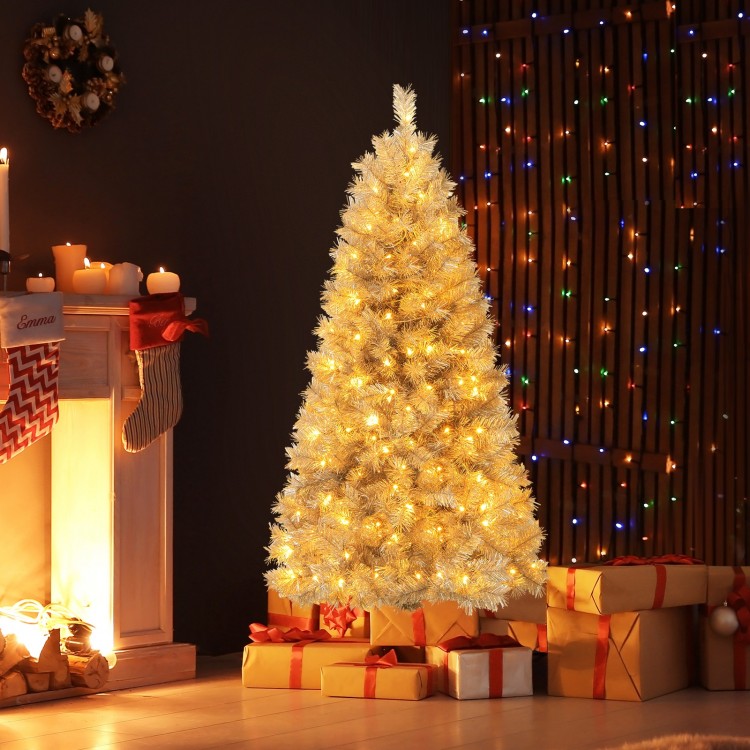 Artificial Xmas Tree with Branch Tips and Warm White LED Lights