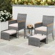 5 Pieces Patio Conversation Set with Soft Cushions and Ottomans